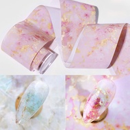 Marble Nail Art Foil 4x100cm Chrome Transfer Sticker Pink Blue Foils Paper Flower Feather Lace Red T