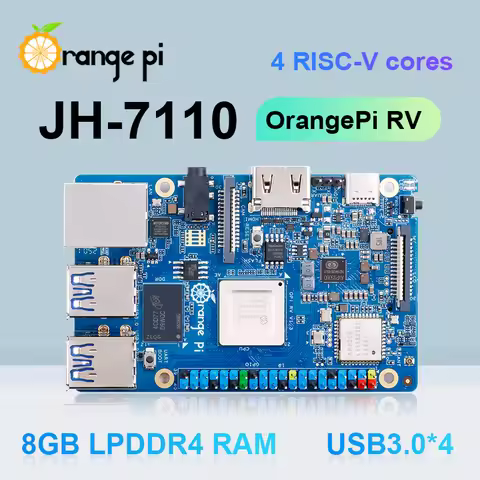 Orange Pi RV 8G Ram RISC-V DDR4 Mini PC Quad-core Processor JH7110 Single Board Computer WiFi+BT5.0 