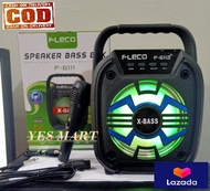Speaker Bluetooth FLECO F-6111/F-6112 Extra Bass +BONUS Mic With LUZ LED Karaoke Portable Speaker