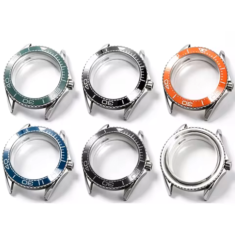 41mm Diver Watch Case Ceramic Rotating Bezel Sapphire No Logo For Seiko Seamaster Planet Ocean NH35 