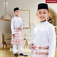 I.P Muslim✦WHITE Baju Melayu Satin Budak Pasang Normal Cutting- Size 12-40 /Baju Raya Lelaki