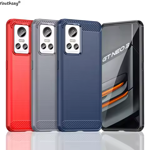 For Realme GT NEO3 Case Soft Silicone Carbon Fiber Shield Protective Case For Realme GT NEO 3 Case F
