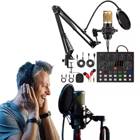 Podcast Equipment Bundle with BM800 Microphone and V8 Sound Card Podcast Microphone Bundle for Lapto