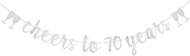 Cheers to 70 Years Banner,Pre-Strung,Silver Paper Glitter Party Decorations for 70TH Wedding Anniver