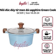 Nồi đúc bếp từ men đá chống dính xanh sapphire Green Cook GCS09-IH công nghệ Hàn Quốc - Hàng chính h