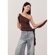 Callie Drape Toga Top in Brunette Brown *US*