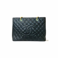 CHANEL 黑色荔枝皮金釦GST托特包 A20995