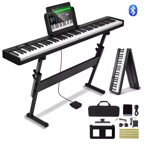 SucceBuy 88 Key Folding Keyboard Piano Bluetooth MIDI Portable Electronic Digital Foldable Piano Rec