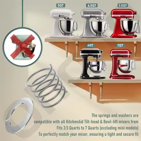 9M-4 PCS Spring And Washer Silver Stainless Steel For Kitchenaid Mixer 3.5 Quarts To 7 Quarts Protec