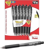 Pentel WOW! Ballpoint Pens, Medium Tip, Black Ink Color, 12-Pack + 2 Bonus Colors (BK440BP12AF2)