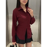 KEMEJA Luna Stripe Fitted Shirt - Women's Fitted Stripe Basic Casual Shirt Stripe Shirt Women
