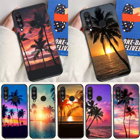 Summer Beach Sunset Palm Tree For Huawei P60 Pro P30 P40 Lite Nova 7i 8i 11i 12i 12s 10 9 SE Y90 Y60