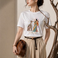 KL dog and girl unisex t-shirt with loose form for men and women wearing 100 soft cotton that can be