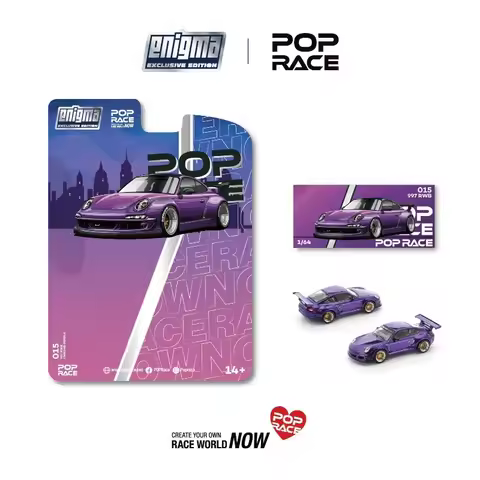 POP RACE 1:64 Porsche 911 RWB 997 GT PANDEM CIVIC EG6 Alloy Car Model