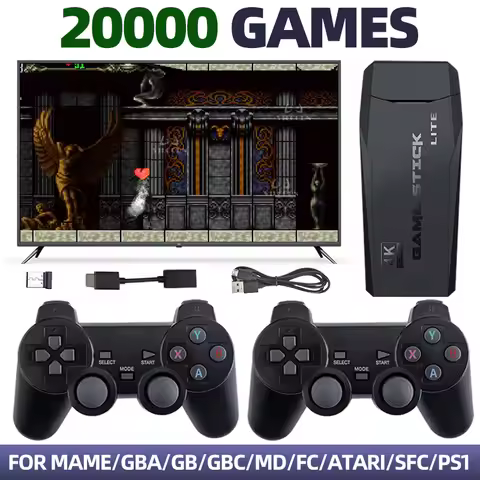 M8 Retro Game Console 4K TV Game Stick For SFC GBA MAME Emulator 20000 Games with Dual Controller Bi