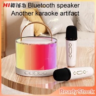 HIMISS Wireless Speaker Portable Microphone Karaoke Machine LED Speaker With Carrying Handle For Home Kitchen Outdoor Travelling