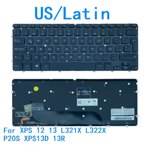 New US Latin Language Backlit Keyboard For Dell XPS 12 13 L321X L322X P20S XPS13D 13R Replacement Ke