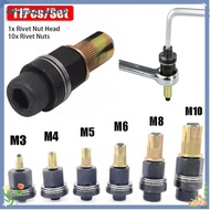 AKIYAMAMIOAQ 11Pcs/Set Manual Riveter Tool, Mandrel Staple Easy Installation Hand Rivet Nut,  with R