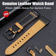 20mm 22mm Genuine Leather Watch Band Replacement Straps compatible For Garmin Fenix 6 6X Pro 5 5X Plus 3HR 26mm Fenix6 Fenix5
