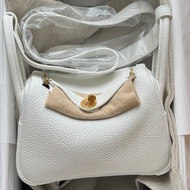 Hermes Mini Lindy 0U 白色 金扣 Stamp B
