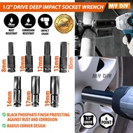 1/2" 8-18MM DRIVE DEEP IMPACT SOCKET WRENCH 6 POINT AIR IMPACT LONG SOCKET WRENCH