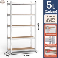 Rak besi siku 5 susun 120x50x180cm Rak besi Rak Susun Rak barang Rak gudang Rak besi serbaguna Galvn