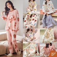McJoden - SUMIKO Piyama Wanita Pakaian Tidur Set Lengan Panjang dan Seluar Panjang Baju Tidur Wanita