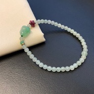 免費開光 快速出貨 天然緬甸 玉 翡翠 招財貔貅 手鍊 滿綠