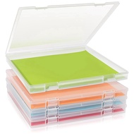 Craft Organizer 12x12 Inch Scrapbook for Paper Storage 4-Pack Plastic File Boxes for Paper&amp Photo