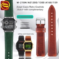 Vintage leather strap for CASIO A158W A168/F91w /AE-1200WHD/A158/A159/A169/AE1200 Modified Cowhide W