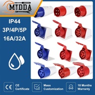 IP44 Industrial Plug Socket Waterproof Connector 4PIN 16A/32A Waterproof dustproof
