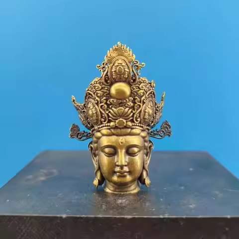 Chinese Nice Art Work Bronze Copper Statue Carved Black Myth Lingji Bodhisattva Figurine