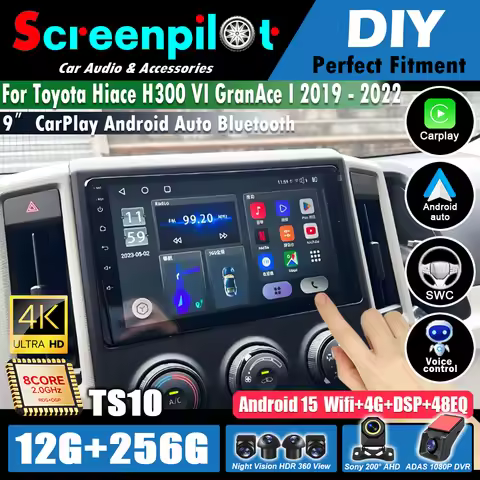Android 16Multimedia For Toyota Hiace H300 VI GranAce I 2019 - 2022 Screen Car Player GPS Stereo Nav
