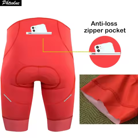 Phtxolue Men Cycling Shorts Anti-Loss Zipper Pocket 6H 500KM Women Green Black Ride Mountain Pro Bik