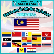 HEAT/IRON ON Iron Patch BENDERA MALAYSIA & WP BENDERA NEGERI FLAG CUSTOM IRON ON FABRIC