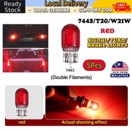 【Local Delivery】5Pcs Car Motorcycle Brake Signal Reverse Bulb T20 W21W 7443 Red Light