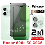 For Honor 600e 5G 2in1 Tempered Glass Privacy For Honor 600 Lite Honor 600 Pro Honor 600 e Honor600e
