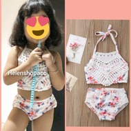 PUTIH Children's Swimming bikini 1yrs-5yrs White Flower satin swimsuit import - 4-5yrs