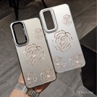 Art Gold Line Flower Pattern Trendy Fashion Shock-resistant Phone Case Suitable for Samsung S24/S24F