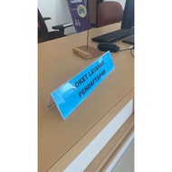 Triangle acrylic Sign, registration service counter