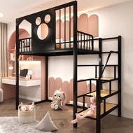 [🔥Free Delivery🚚🔥]Children's Bed Upper and Lower Bunk metal bed frame Iron Bed Elevated Bed Attic Bed Single Bed Bedstead with Stairs Storage Function Bedstead Single/Queen/King Bed