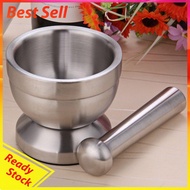 [Hotbrand.sg] Stainless Steel Mortar and Pestle Kitchen Garlic Pugging Pot Pharmacy Bowl