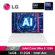 LG Gram 極致輕薄筆電 17" (Intel Core Ultra 5 125H/16GB/512GB/Intel Arc/W11/EVO認證) 冰雪白 17Z90S-G.AA54C2