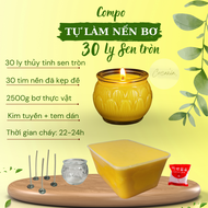 Compo nguyên liệu làm 30 ly nến bơ ly sen tròn 100ml/ly