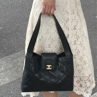老香上線🤩Chanel黑金菱格中古款黑金kelly包手提單肩包