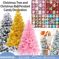 5.9FT Big Christmas Tree PINK or GOLD or Snow Flocked Christmas Tree And Christmas Ball Box Decor