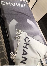 Chanel scarf 雙面深淺灰漸變色 圍巾 披肩