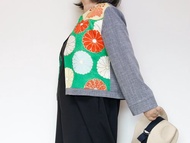 KIMONO圓領外套 - 使用古董和服布料製作的圓領外套，獨一無二