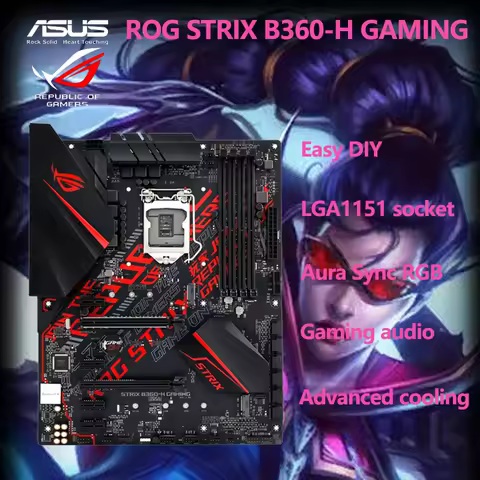 Used ASUS ROG STRIX B360-H GAMING motherboard with Aura Sync RGB LED Belief Light DDR4 ATX Gaming Mo