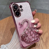 3D Flowing Sand Swan Bracket Anti-Fall Plating Casing For Poco C85 C 85 PocoC85 C75 POCO C85 4G 5G P